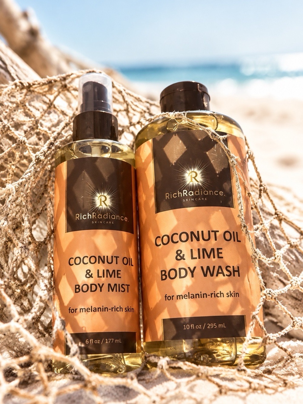 Rich Radiance Skincare Coconut Oil & Lime Set Body Mist Body Wash New